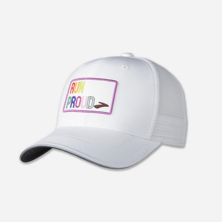 Brooks Discovery Trucker Womens Running Hat Ireland White/Run Proud (BDCS-12864)